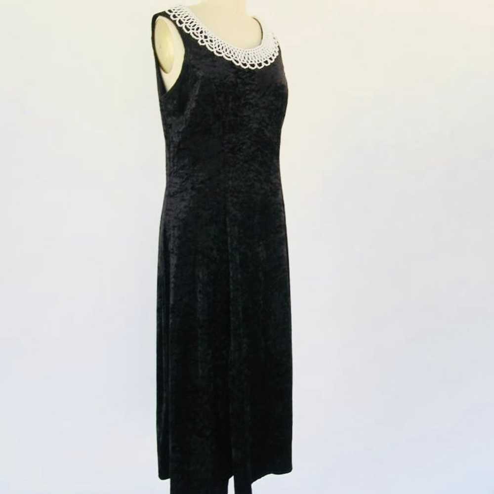 All That Jazz Vintage Midi Black Velvet Dress wit… - image 5