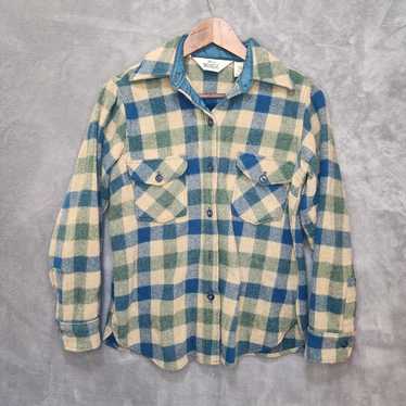 Woolrich Women's 14 Plaid Wool Flannel Shirt Blue… - image 1