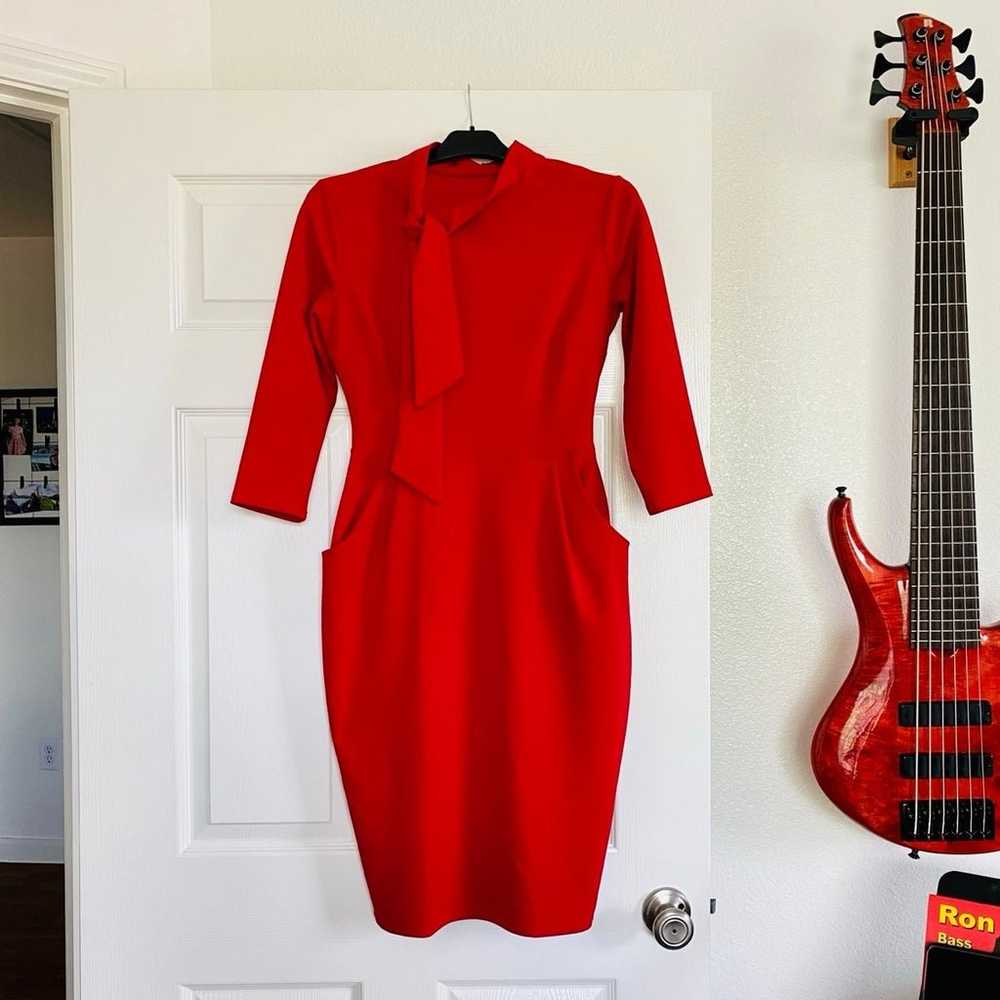 Pencil Dress in Lipstick Red by Vintage Chic eleg… - image 4