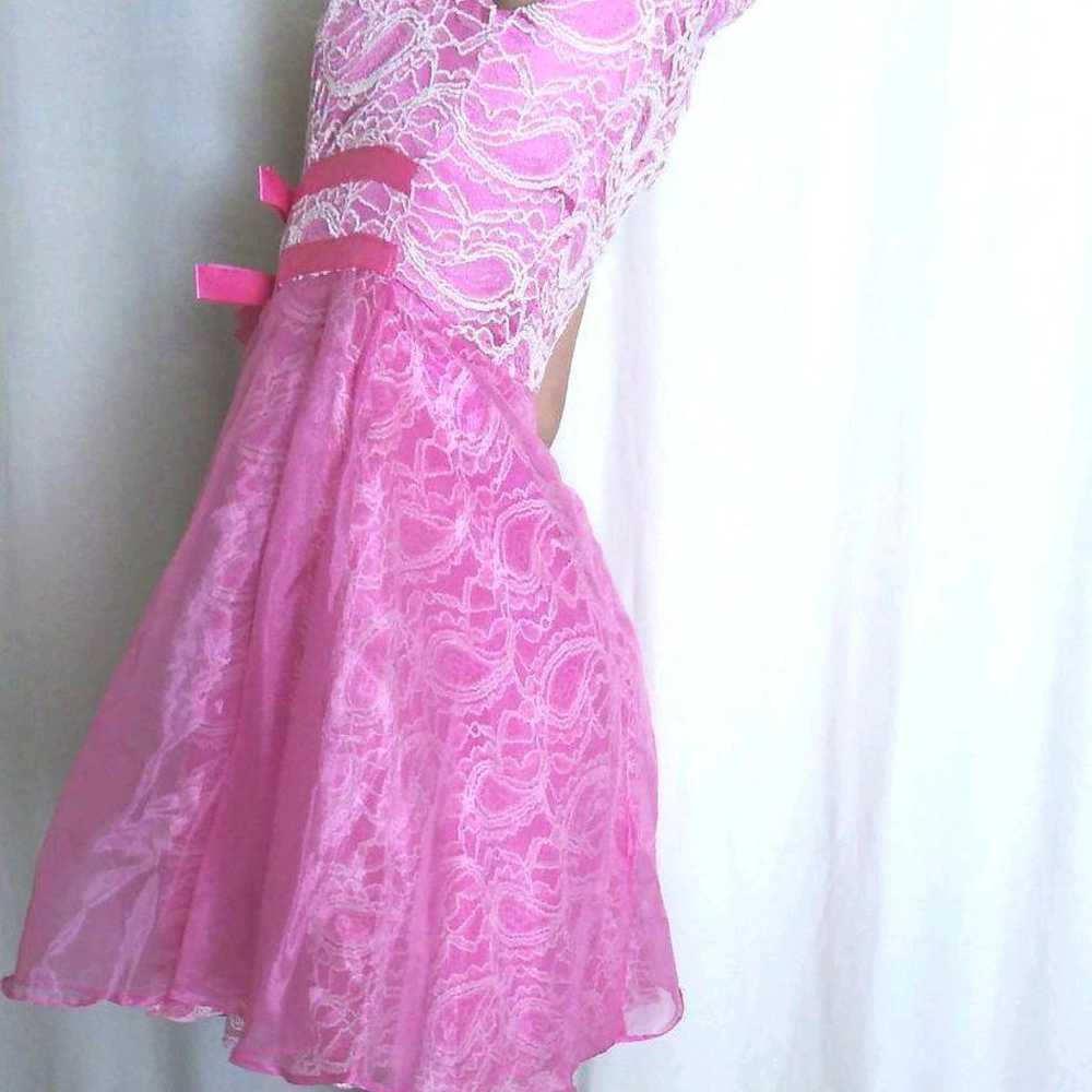 Jewels Mini-length Lace Fluffy Pink Dress - image 2