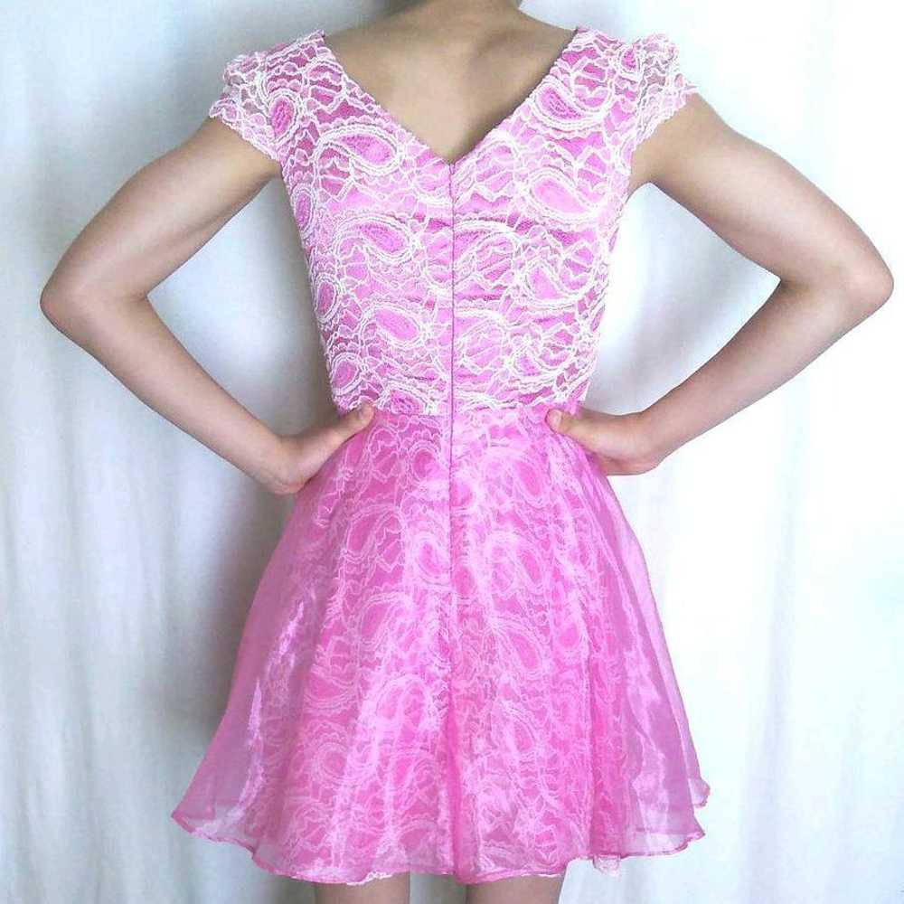 Jewels Mini-length Lace Fluffy Pink Dress - image 3