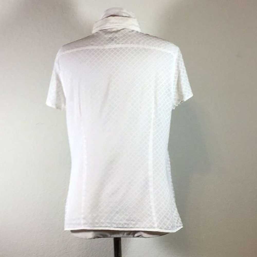 0039 Italy Blouse Button Up White Windowpane Cap … - image 5