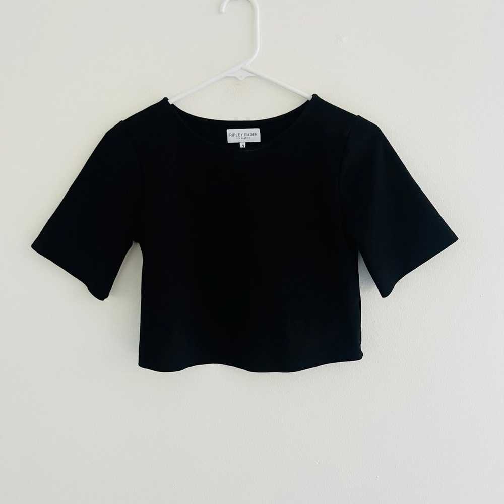 Ripley Rader Black Ponte Knit Short Sleeve Crop T… - image 1