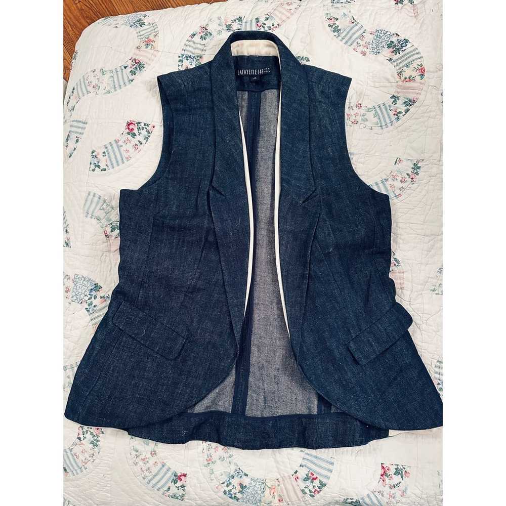 NWOT LAFAYETTE 148 COTTON DENIM TAILORED VEST 4 - image 2