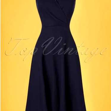 COLLECTIF CLOTHING Swing Dress in Navy Blue vinta… - image 1