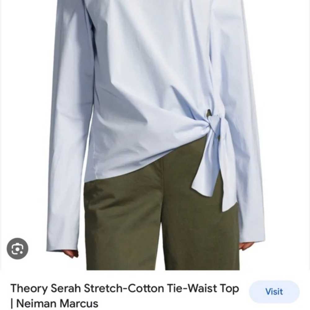 Theory Serah stretch cotton tie waist top baby bl… - image 10