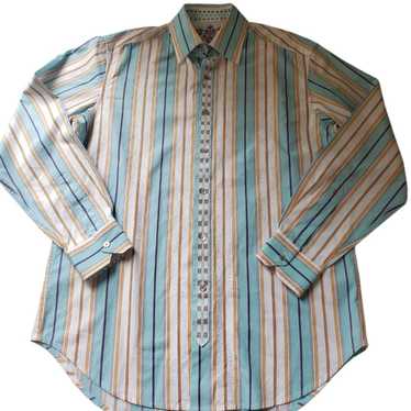 ROBERT GRAHAM STRIPED BUTTON DOWN MED