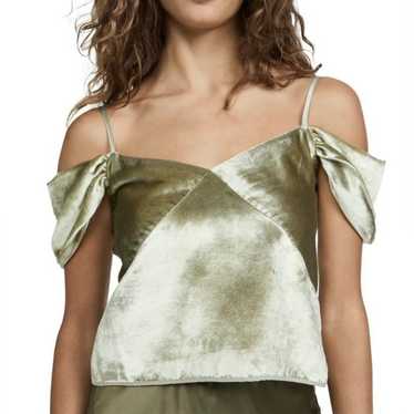 $295 NEW VINCE GREEN VELVET COLD-SHOULDER TOP