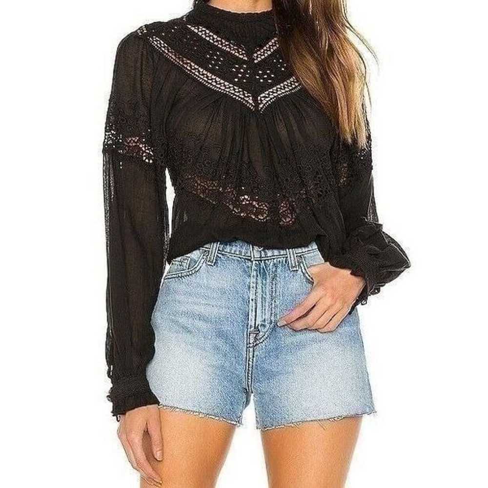 Free People Sz M Abigail Black Eyelet Lace Victor… - image 2