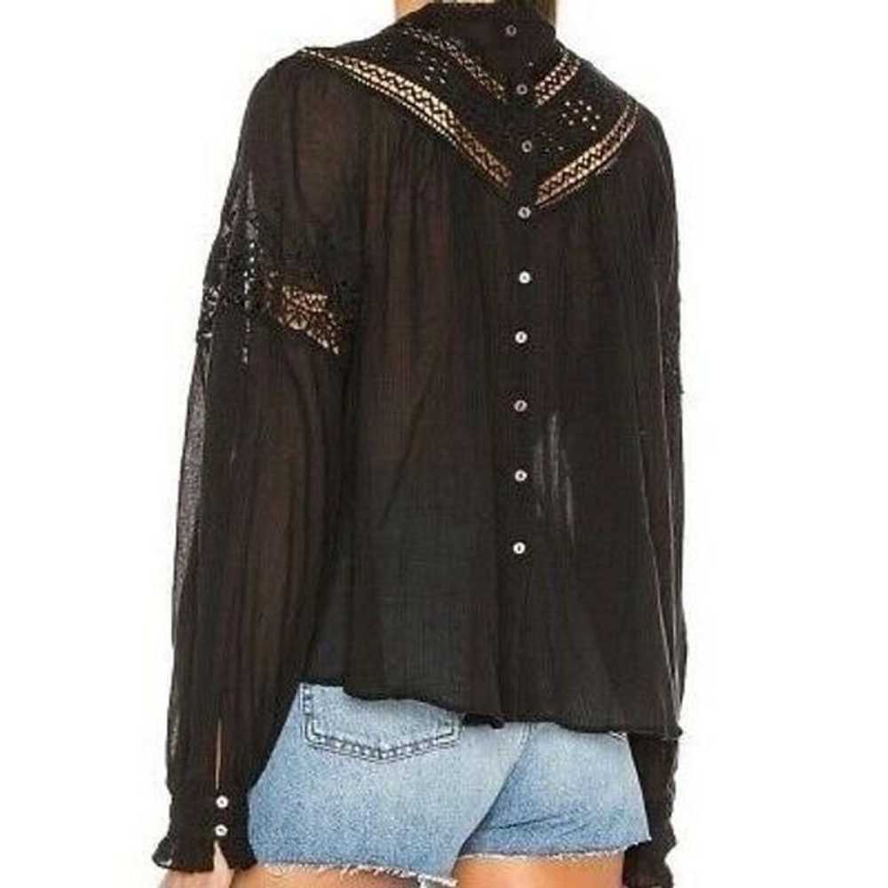 Free People Sz M Abigail Black Eyelet Lace Victor… - image 3