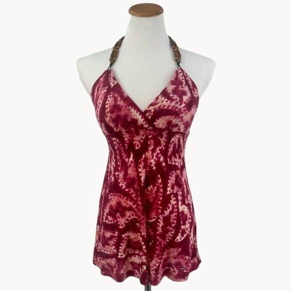 GUESS Sexy Dyed Plunging Neckline Beaded Halter T… - image 1