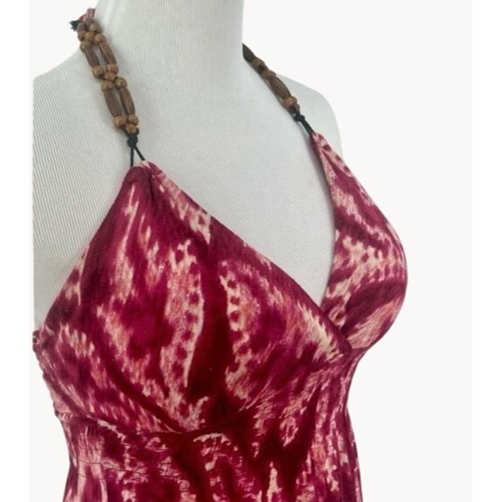 GUESS Sexy Dyed Plunging Neckline Beaded Halter T… - image 5