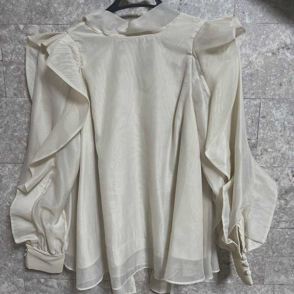 SNIDEL Ivory Long Sleeve Shirt with Frills Rosy M… - image 1