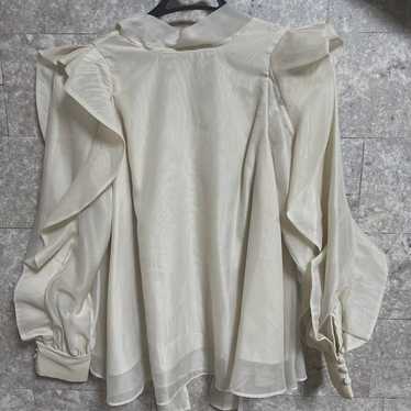 SNIDEL Ivory Long Sleeve Shirt with Frills Rosy M… - image 1