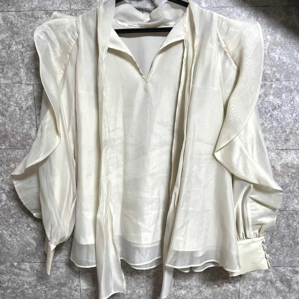 SNIDEL Ivory Long Sleeve Shirt with Frills Rosy M… - image 2