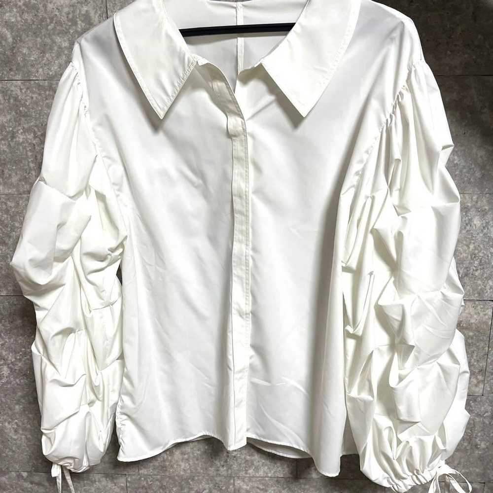 SNIDEL Ivory Long Sleeve Shirt with Frills Rosy M… - image 5