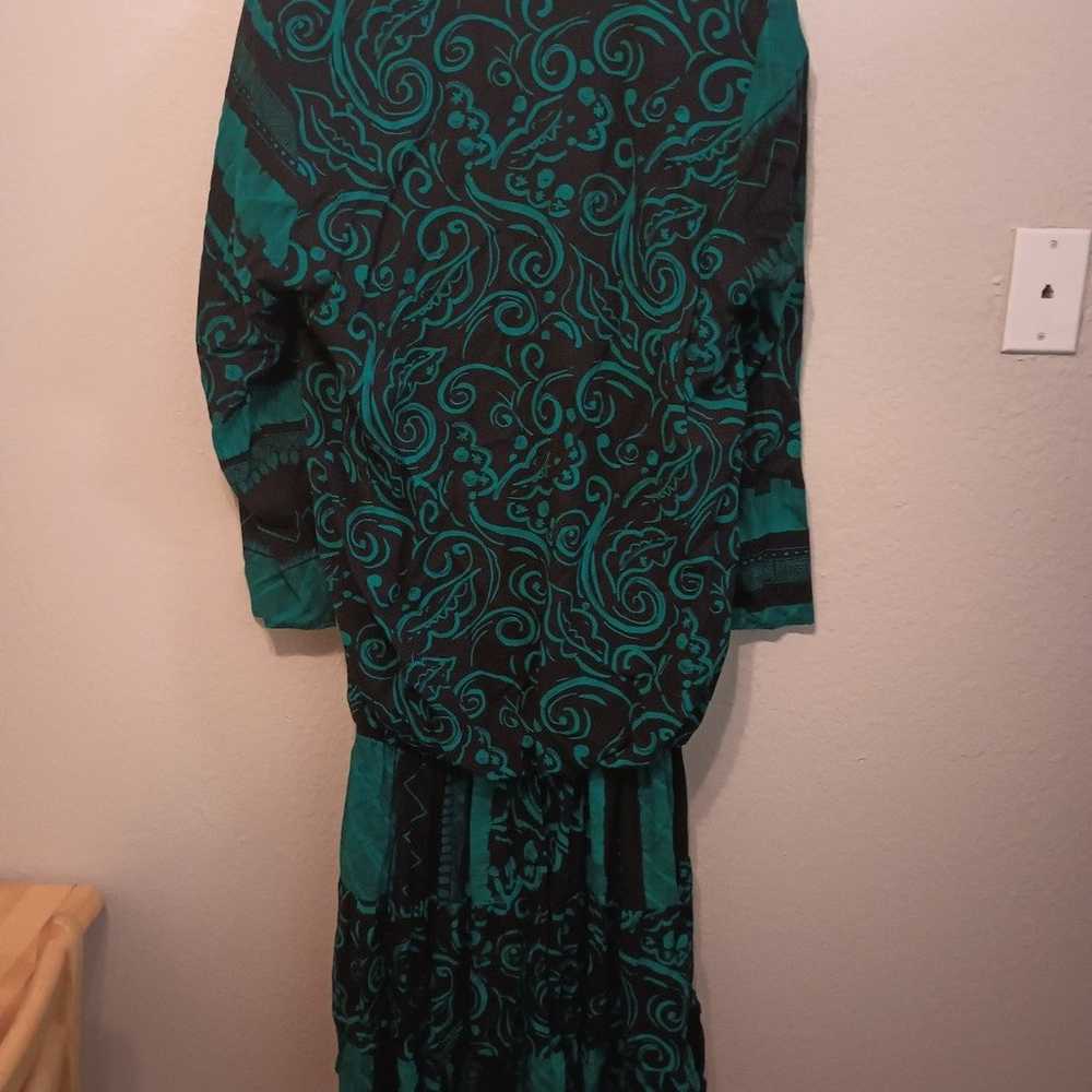 VINTAGE 1980's WOMEN'S GREEN DRESS SIZE 7 LONG SL… - image 11