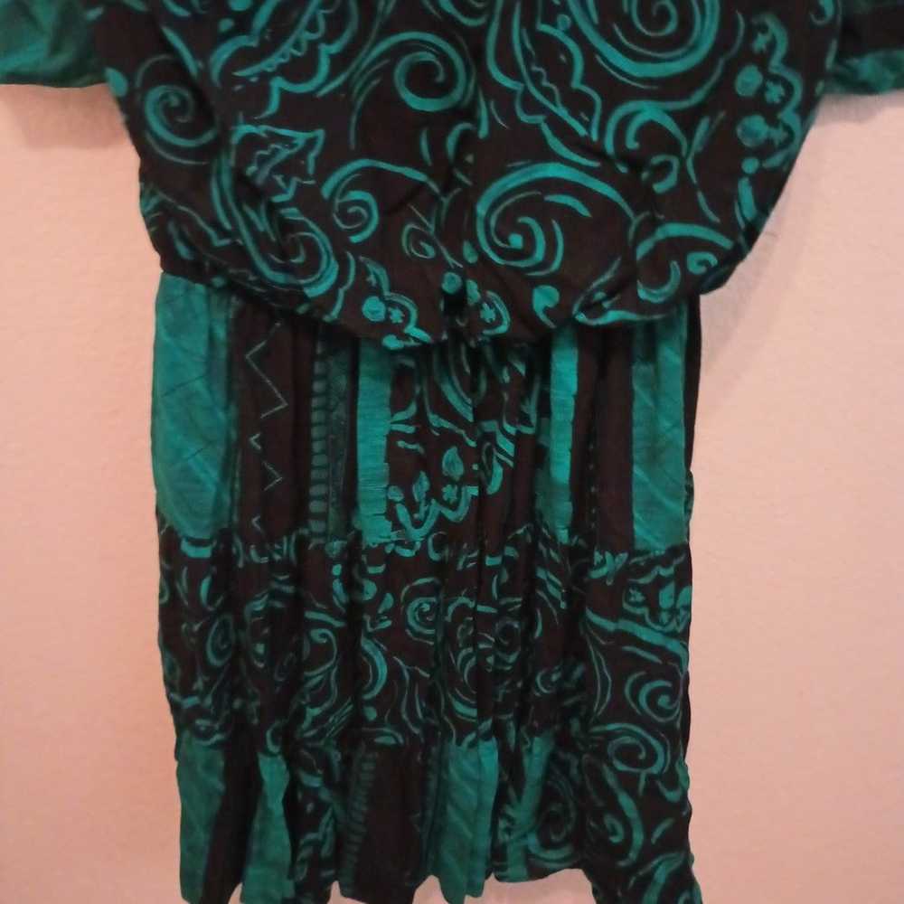 VINTAGE 1980's WOMEN'S GREEN DRESS SIZE 7 LONG SL… - image 12