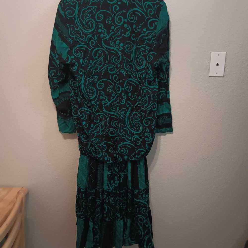 VINTAGE 1980's WOMEN'S GREEN DRESS SIZE 7 LONG SL… - image 5