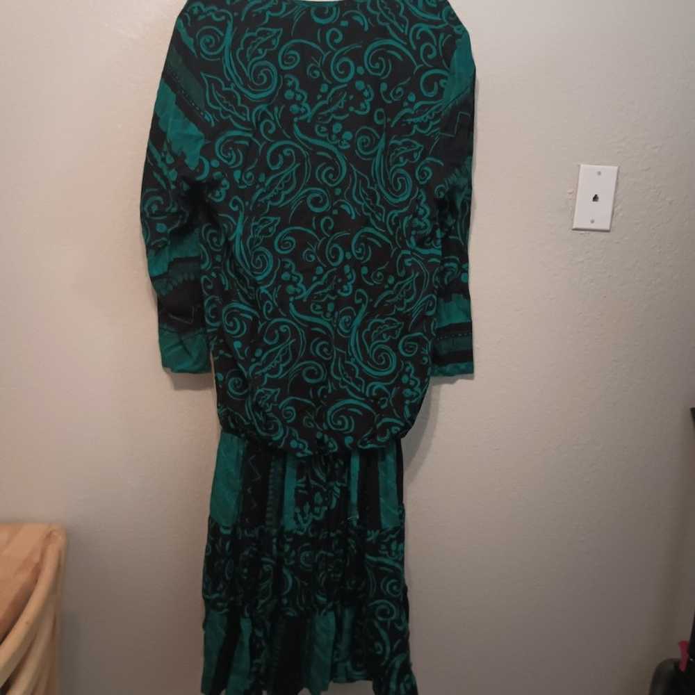 VINTAGE 1980's WOMEN'S GREEN DRESS SIZE 7 LONG SL… - image 9