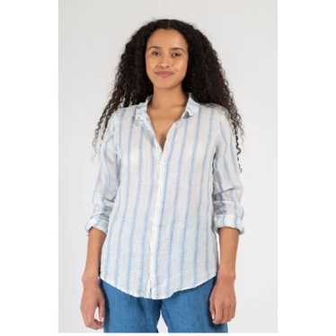 CP Shades Top Womens Large Blue Striped Romy Butto