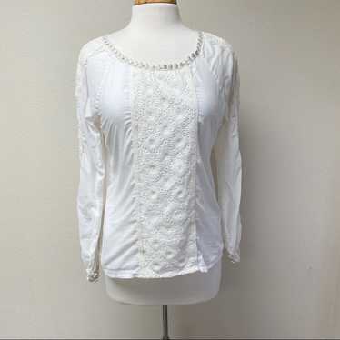 Tory Burch Embroidered Top White Size 6 - image 1