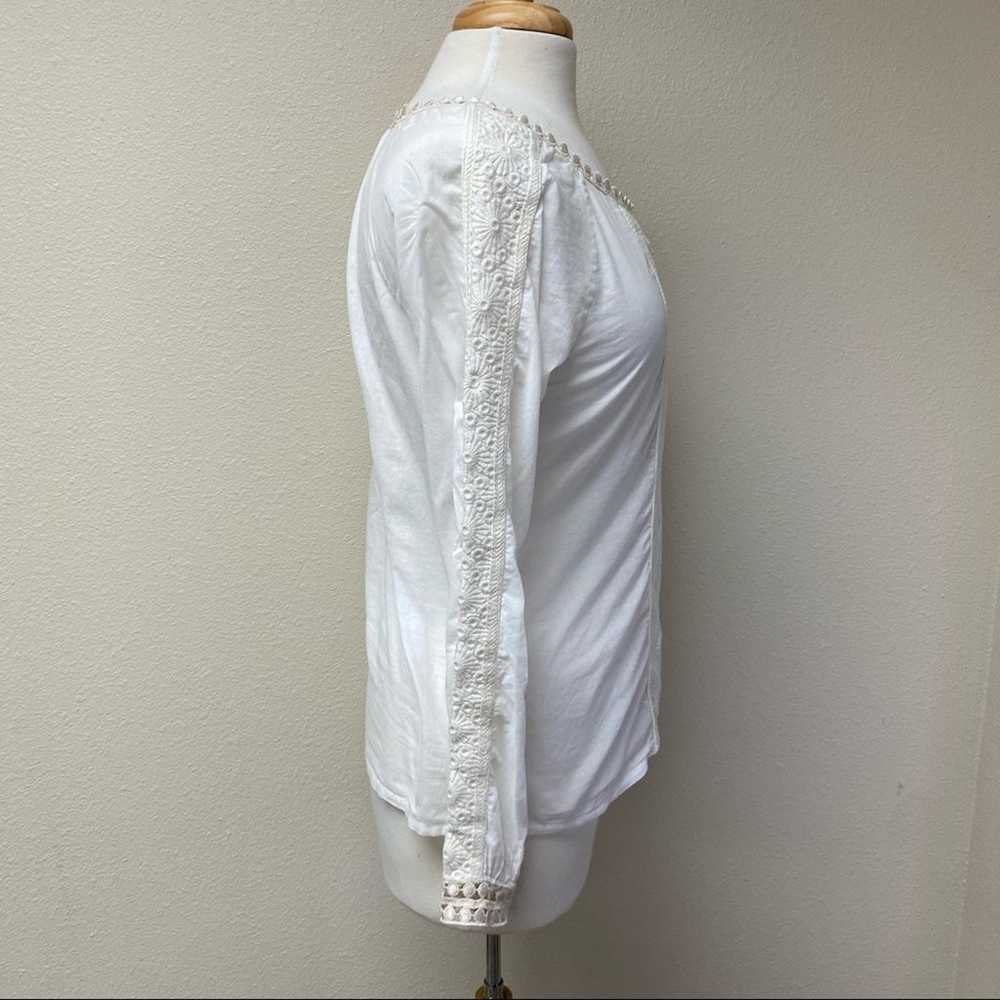 Tory Burch Embroidered Top White Size 6 - image 3