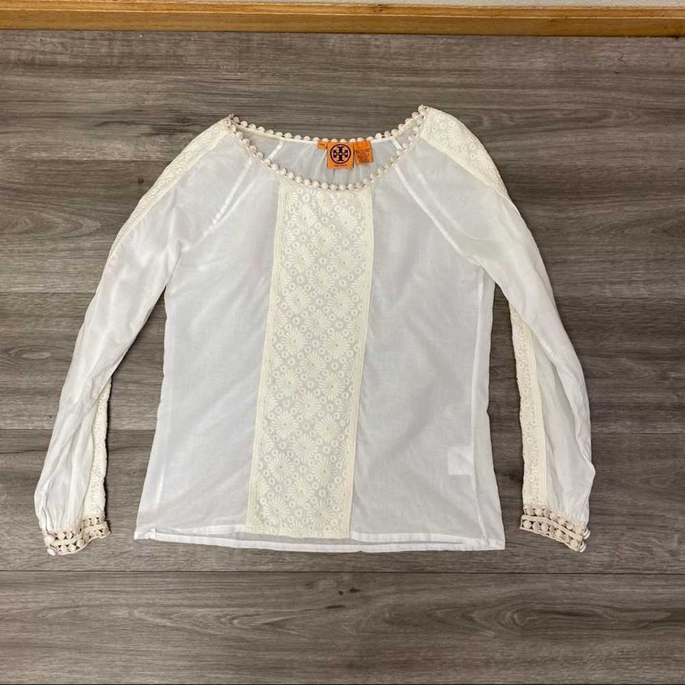 Tory Burch Embroidered Top White Size 6 - image 6