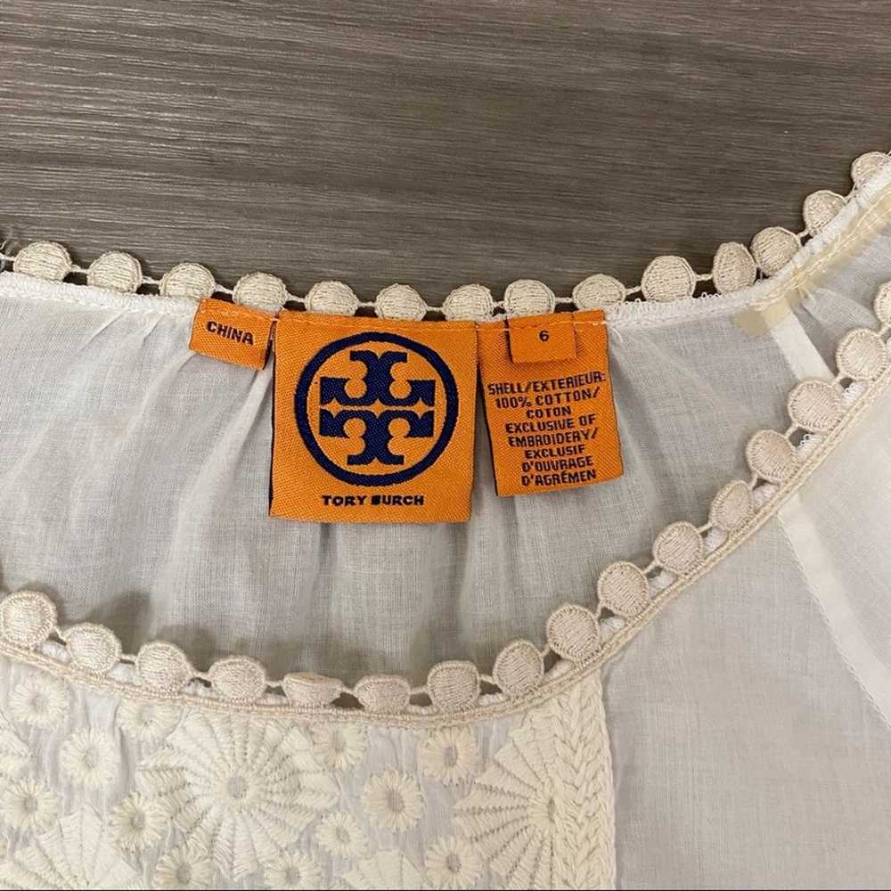 Tory Burch Embroidered Top White Size 6 - image 7