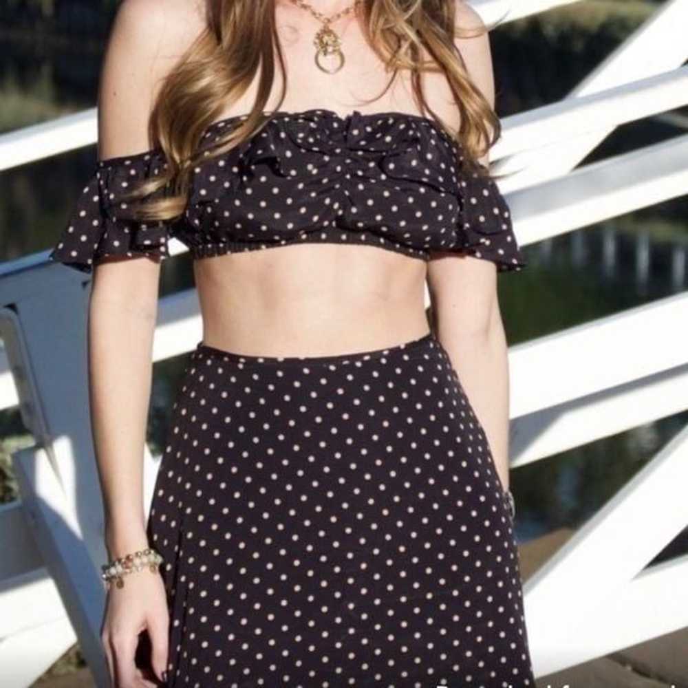 NWT For love N lemons crop top off shoulder dotted - image 6