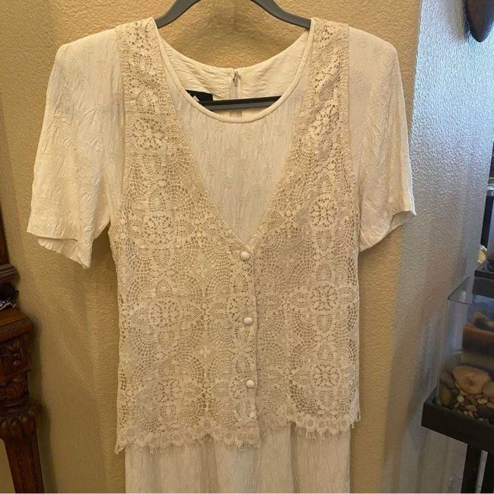 Vintage CAROLE LITTLE Women Ivory Crochet Vest Co… - image 2