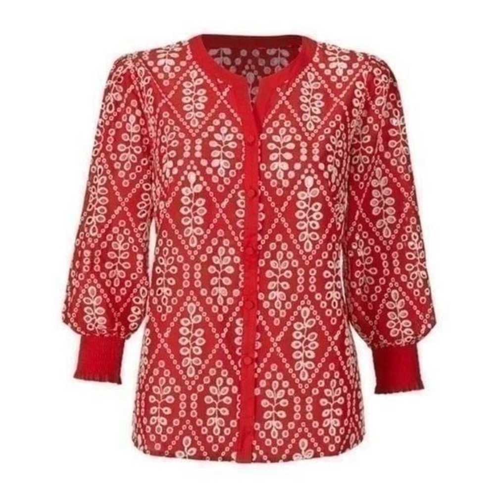 Cabi Red & White Eyelet Lyric Top/Blouse. Size Me… - image 2