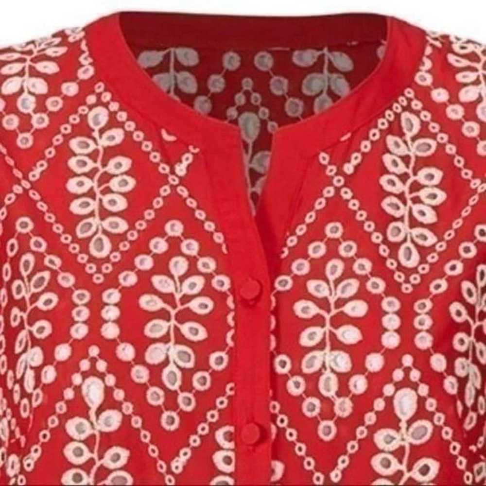 Cabi Red & White Eyelet Lyric Top/Blouse. Size Me… - image 3