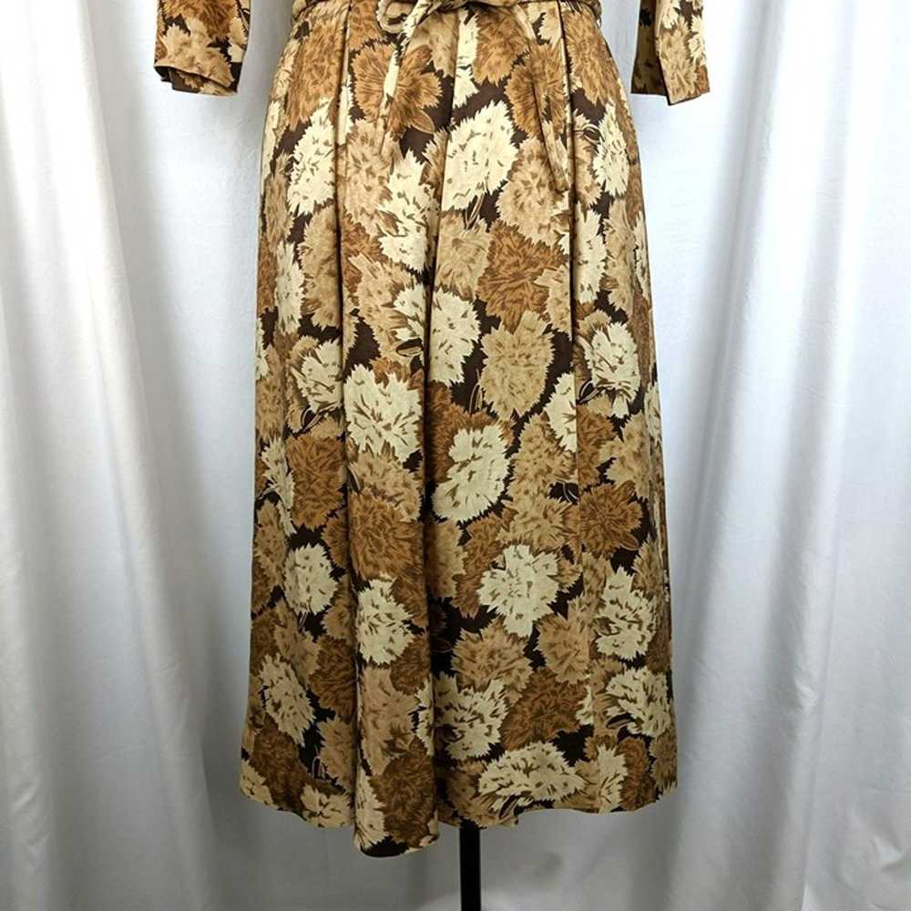 Vintage Womens Dress 4 Small Brown Swing Floral F… - image 4