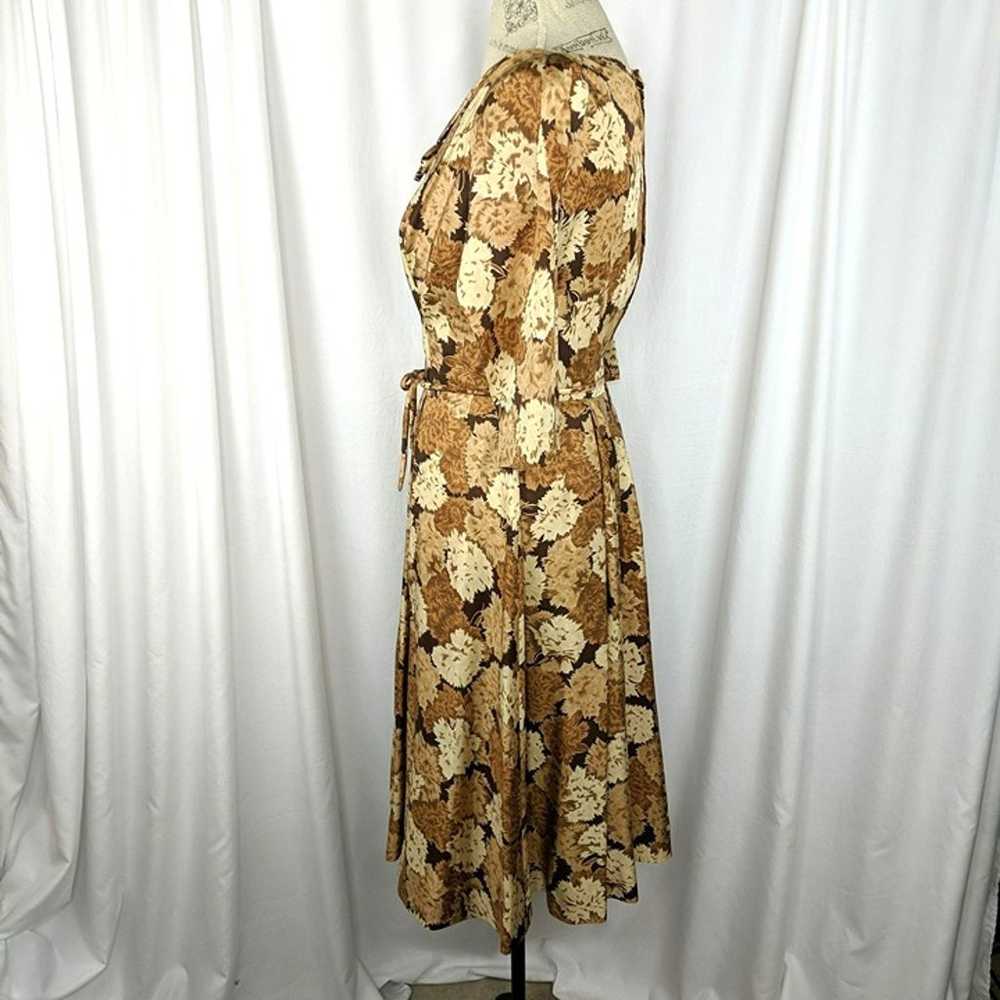 Vintage Womens Dress 4 Small Brown Swing Floral F… - image 6