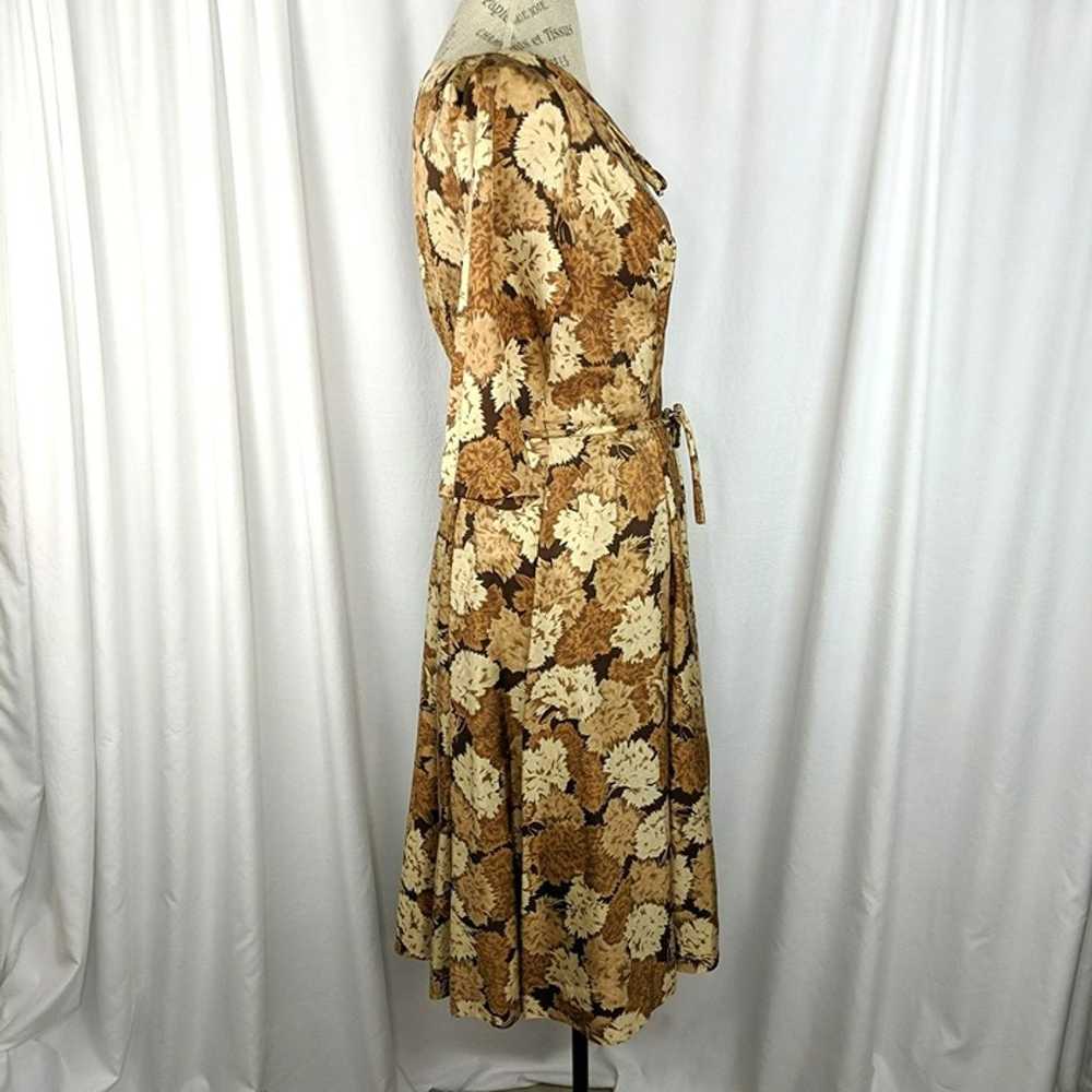 Vintage Womens Dress 4 Small Brown Swing Floral F… - image 7