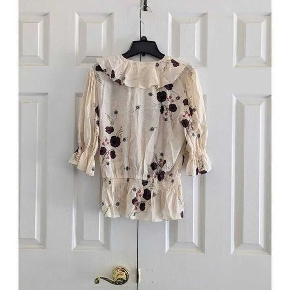 JOIE Ottoline Poppy Floral Ruffle Blouse Off White - image 3