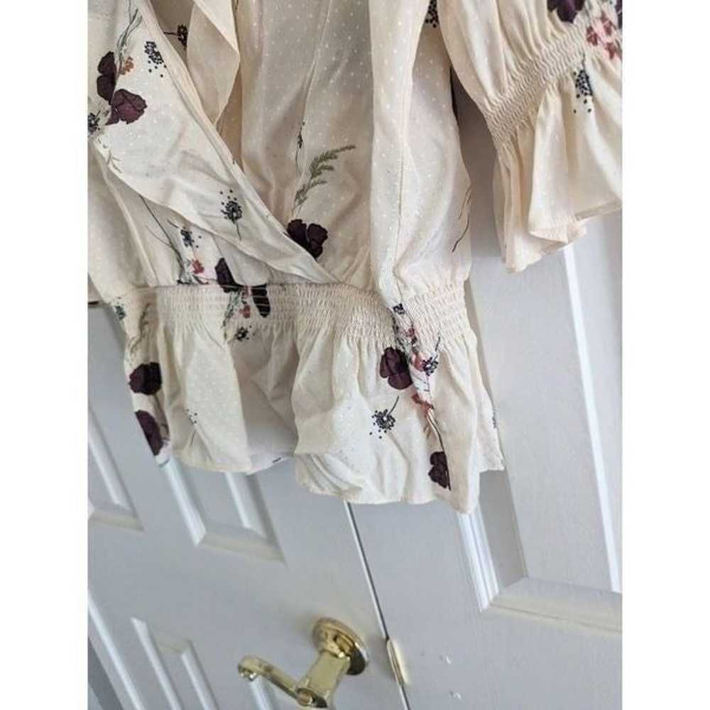 JOIE Ottoline Poppy Floral Ruffle Blouse Off White - image 6