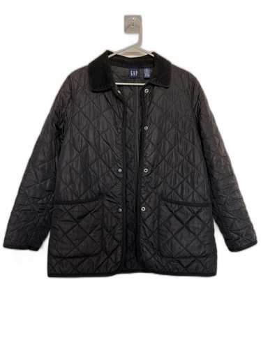 Gap Gap Black Quilted Coat with Corduroy Collar