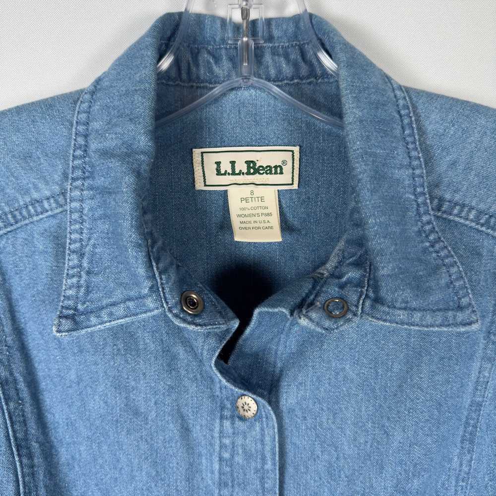 L.L. Bean Vintage L.L. Bean Blue Cotton Snap Butt… - image 3