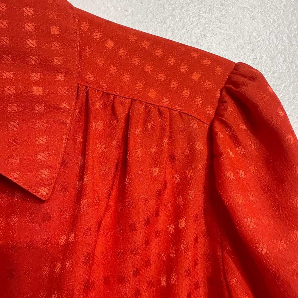 St. John Red Houndstooth Silk Button Down Blouse … - image 4