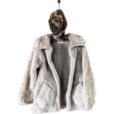 48 hour SALE! BETMAR Faux fur coat and hat silver… - image 1