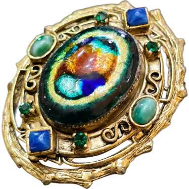 Fabulous Etruscan HATTIE CARNEGIE Foil Glass Penda