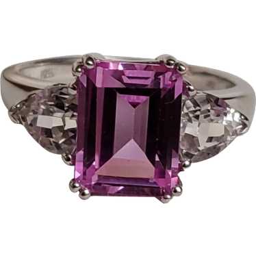 10K White Gold 2.30ct Pink Sapphire and Topaz Ring