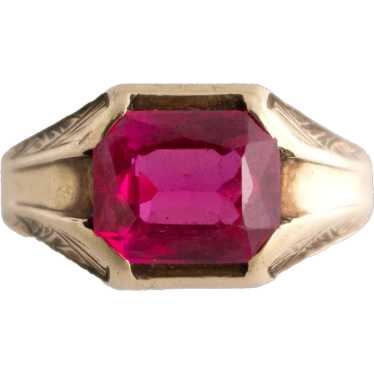 10K Gold Synthetic Ruby Ring