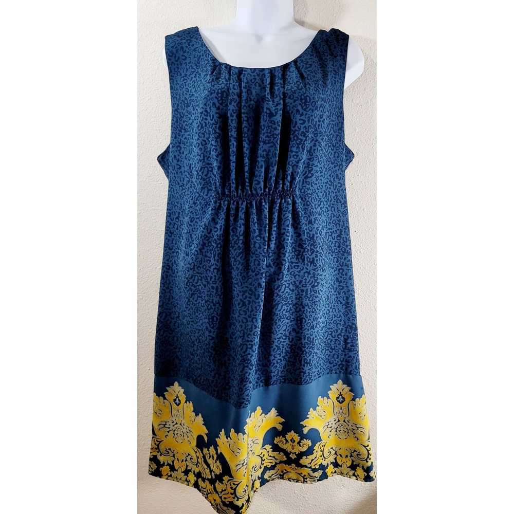 Other Vintage Blue Gold Animal Print A Line Dress… - image 1