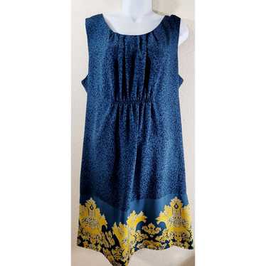 Other Vintage Blue Gold Animal Print A Line Dress… - image 1