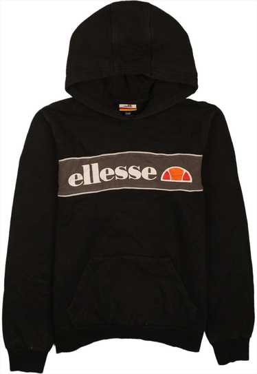 Vintage 90's Ellesse Hoodie Spellout Pullover Blac