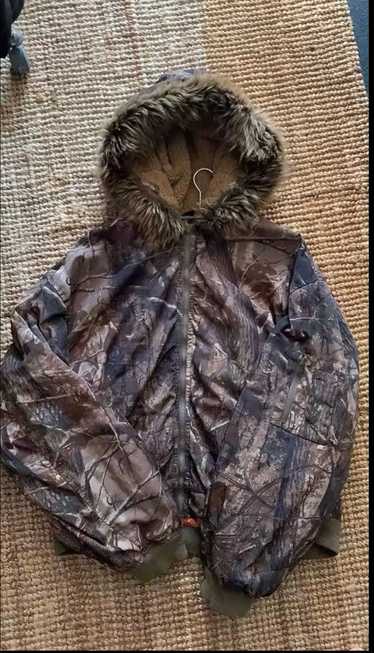 Vintage Camo fuzzy hooded jacket