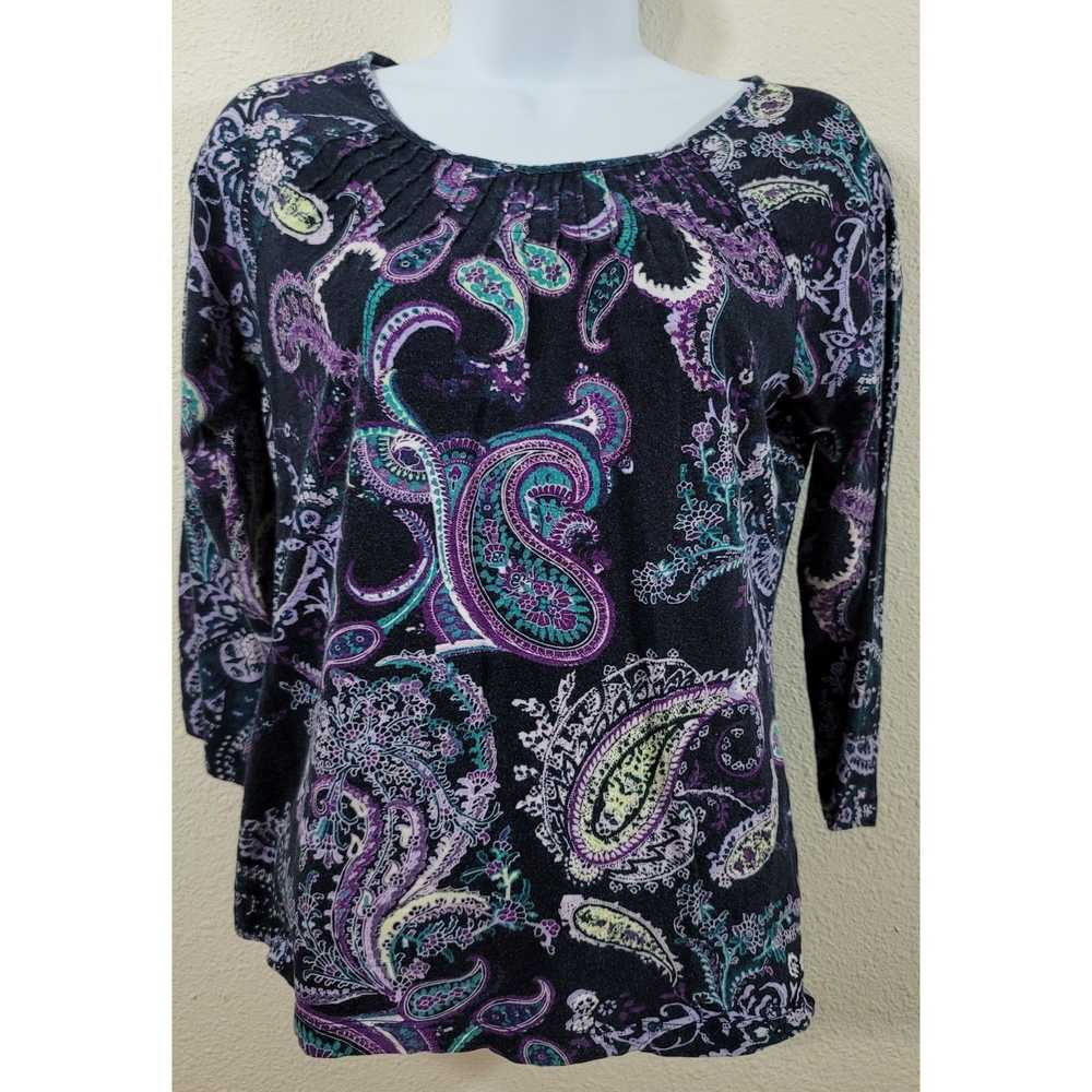 Other Talbots Navy Blue Purple Teal Paisley Print… - image 1